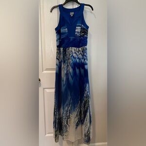 Rabbit Designs A-Line Flowy Maxi Dress Cruisewear Coastal Grandma Summer Blue 6